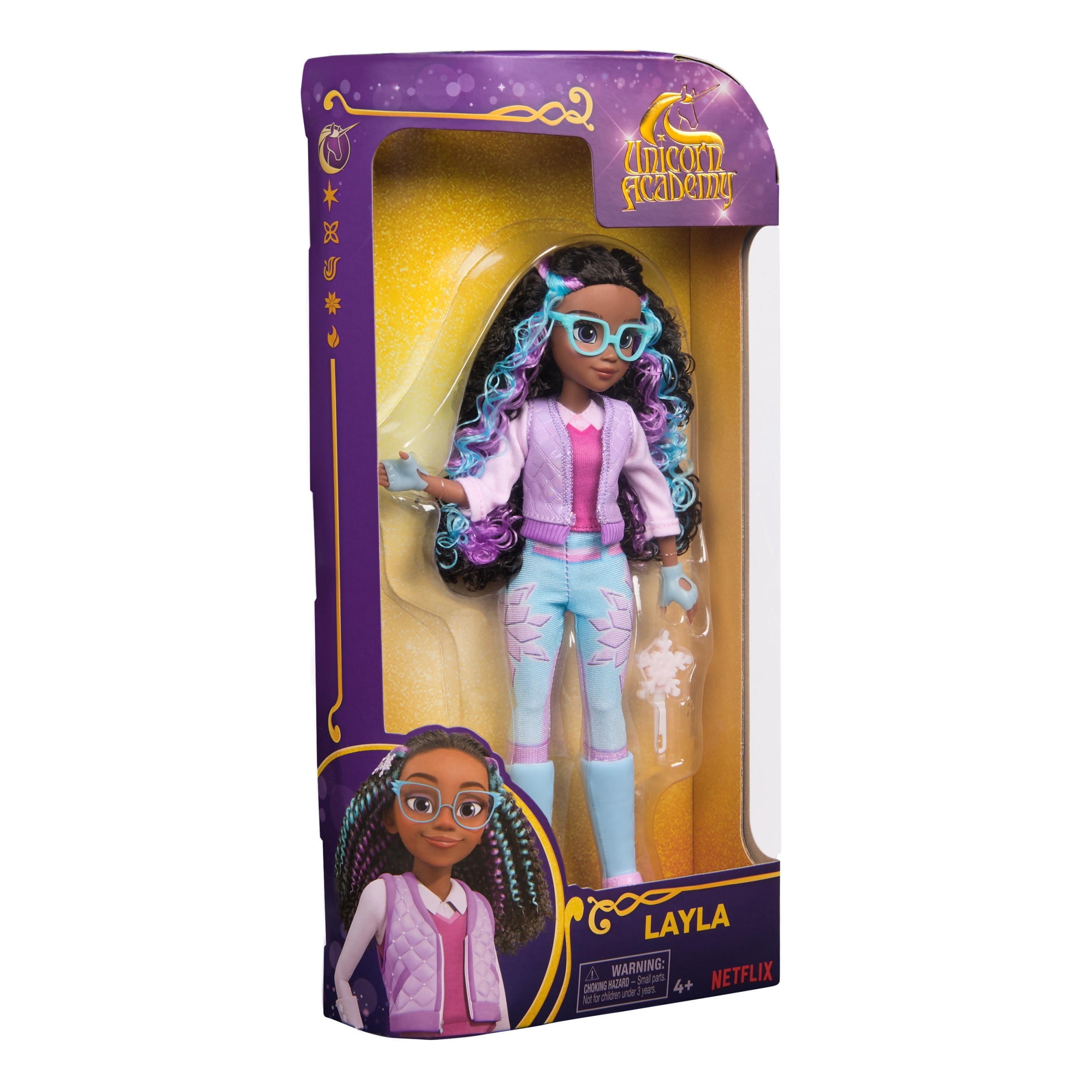 VEĽKÁ BÁBIKA LAYLA Z AKADÉMIE JEDNOROŽCA 24 CM + PRÍSLUŠENSTVO Z AKADÉMIE JEDNOROŽCA
